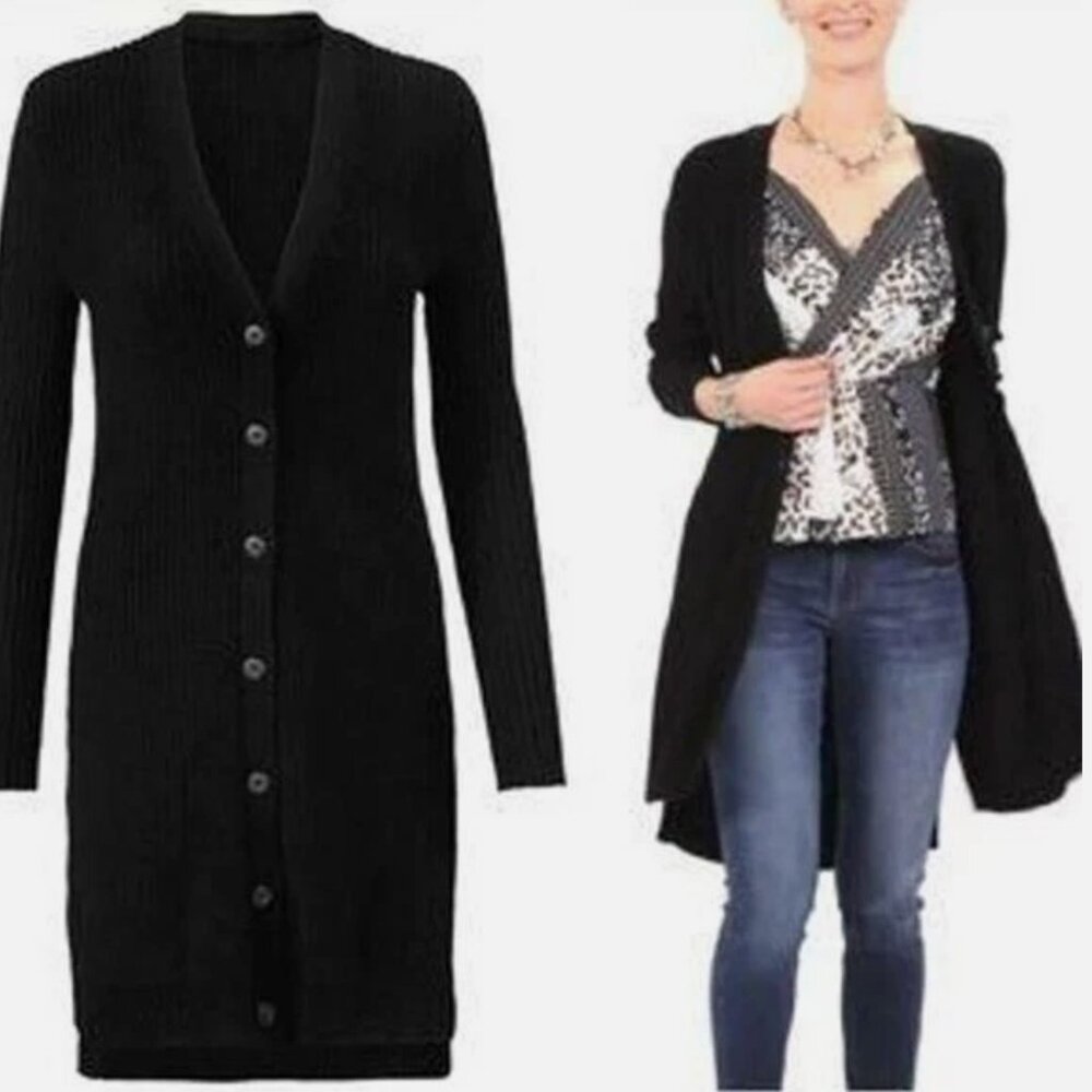 CAbi Madison Black Long Cardigan Duster Sweater - Size M